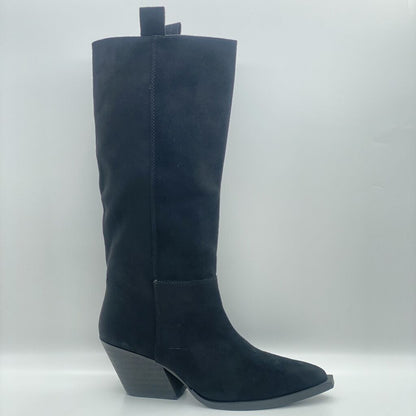 Black Suede Western Boots with Pointed Toe