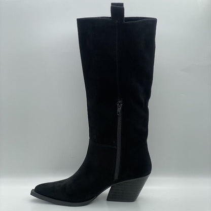 Black Suede Western Boots with Pointed Toe