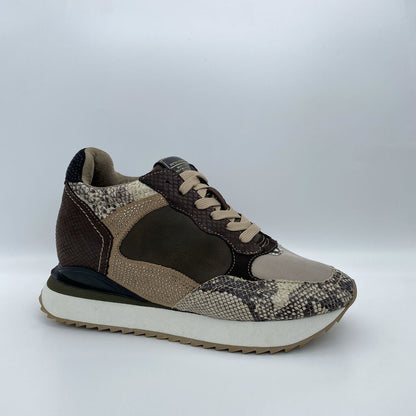 Beige and Brown Animal Print Sneakers