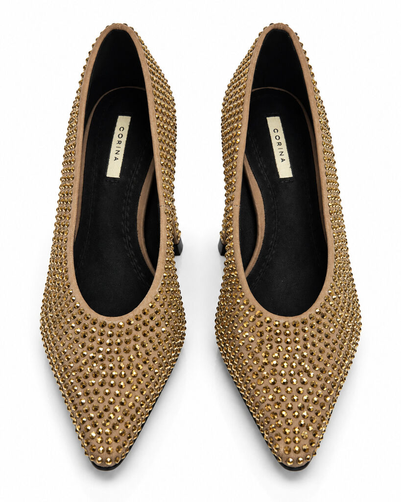 Gold Embellished Pumps with Chic Heels