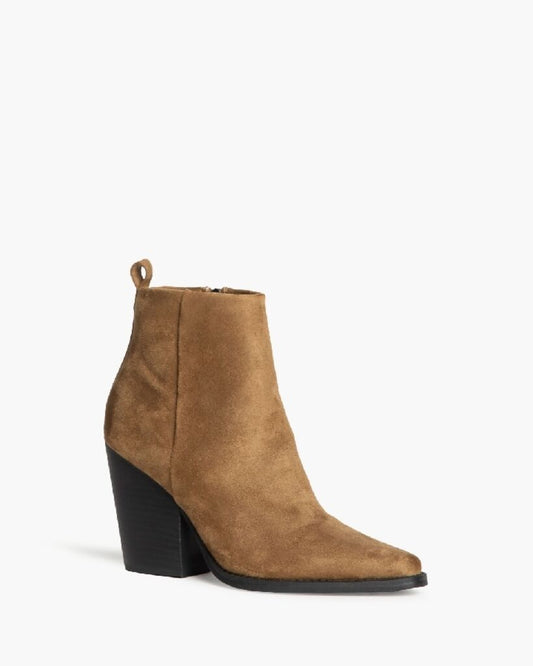 Brown Suede Ankle Boots with Block Heel