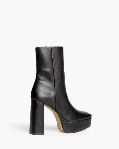 Black Platform Ankle Boot with Block Heel
