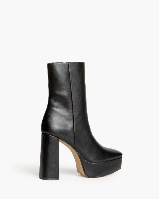 Black Platform Ankle Boot with Block Heel