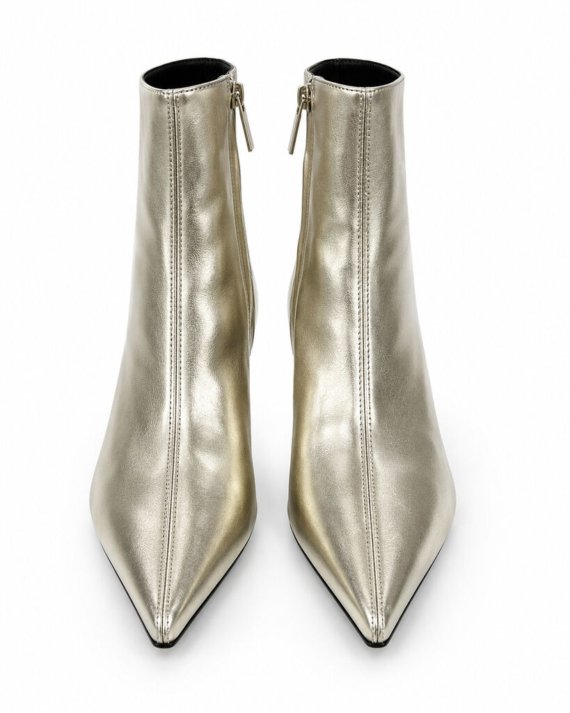 Gold Metallic Ankle Boots with Geometric Heel