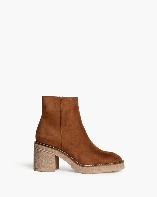 Brown Suede Ankle Boots with Block Heel
