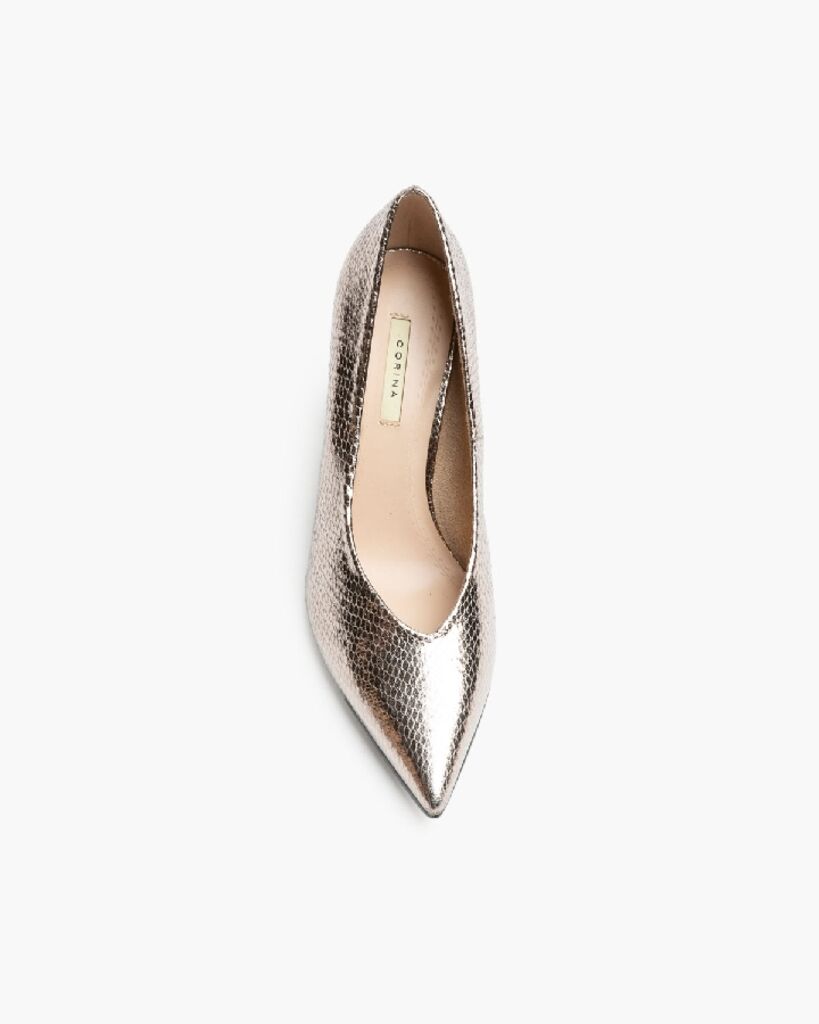 Silver Textured Pointed Toe Heels