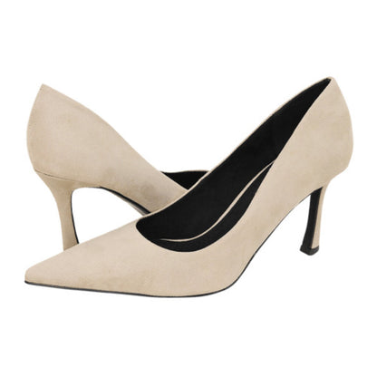 Beige Suede Pumps with Stiletto Heel
