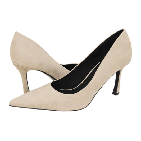 Beige Suede Pumps with Stiletto Heel