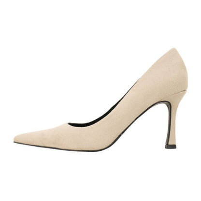 Beige Suede Pumps with Stiletto Heel