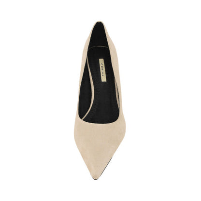 Beige Suede Pumps with Stiletto Heel
