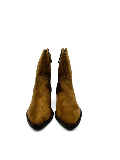 Brown Suede Ankle Western Boots