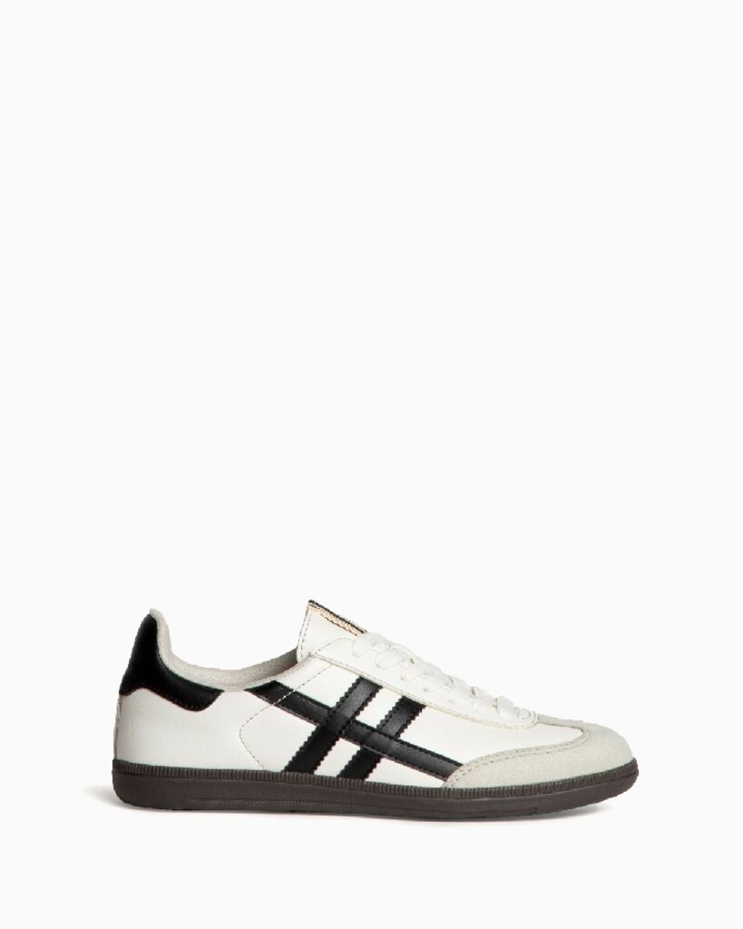 White Leather Sneaker with Black Stripes Classic