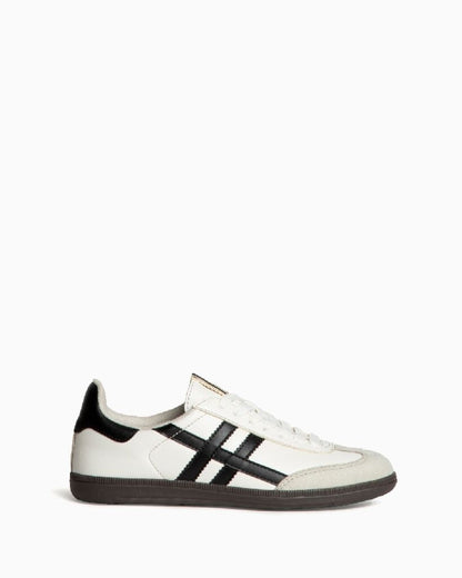 White Leather Sneaker with Black Stripes Classic
