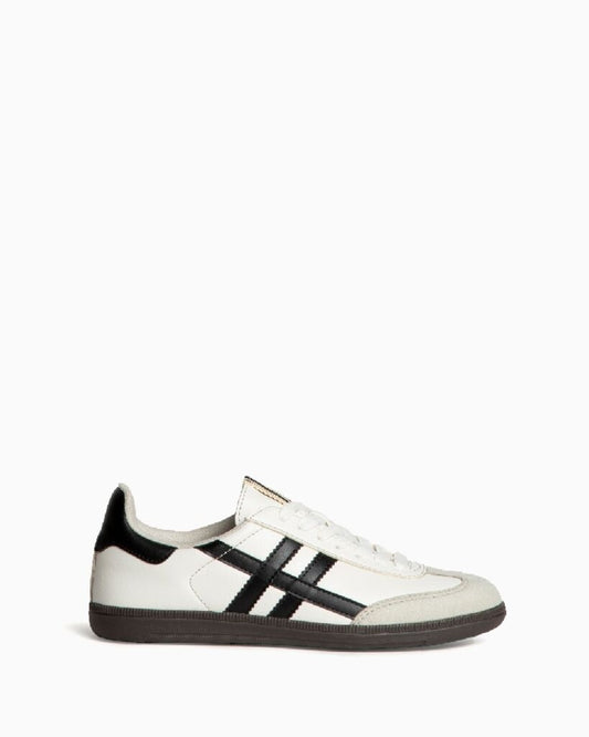 White Leather Sneaker with Black Stripes Classic