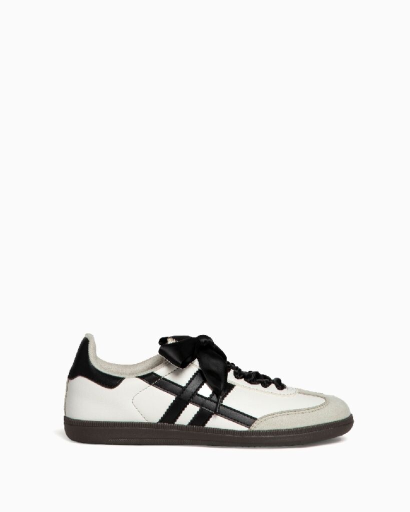 White Leather Sneaker with Black Stripes Classic