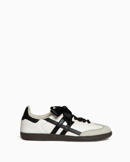 White Leather Sneaker with Black Stripes Classic