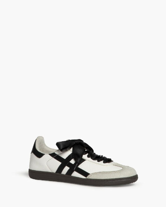 White Leather Sneaker with Black Stripes Classic