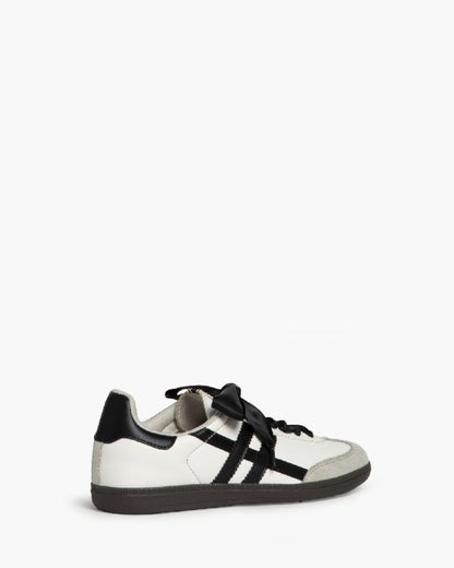 White Leather Sneaker with Black Stripes Classic