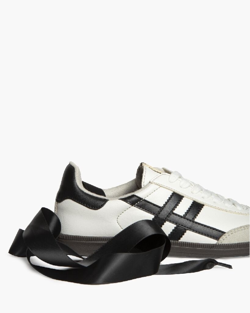 White Leather Sneaker with Black Stripes Classic