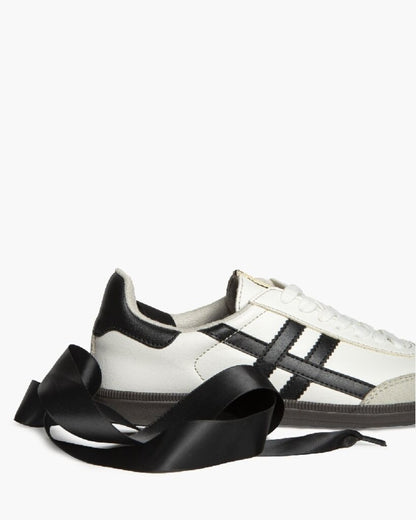 White Leather Sneaker with Black Stripes Classic