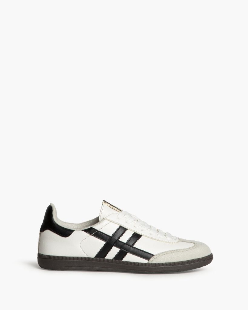 White Leather Sneaker with Black Stripes Classic