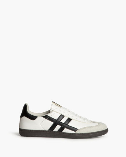 White Leather Sneaker with Black Stripes Classic