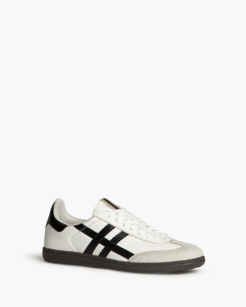 White Leather Sneaker with Black Stripes Classic