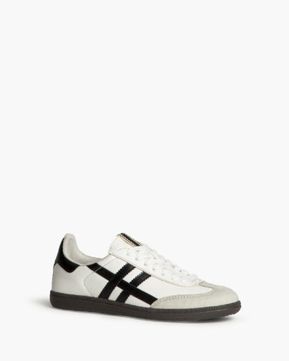 White Leather Sneaker with Black Stripes Classic