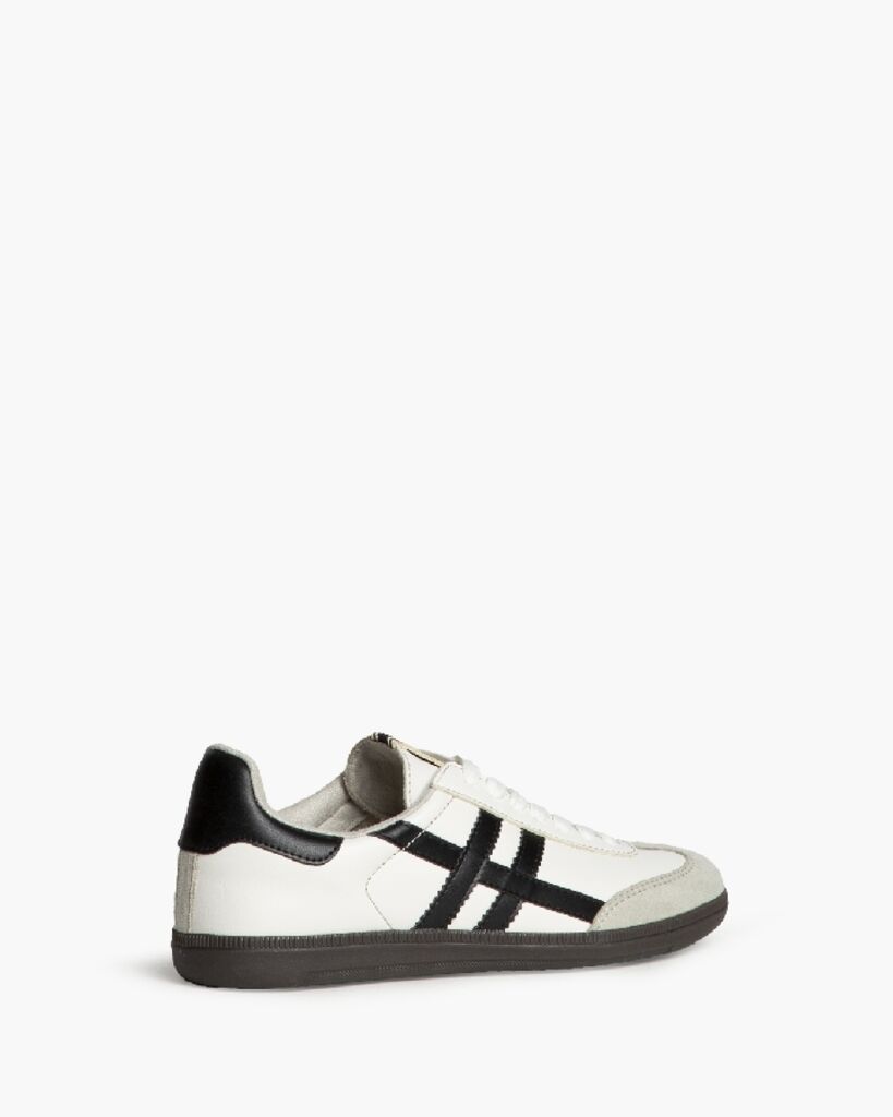 White Leather Sneaker with Black Stripes Classic