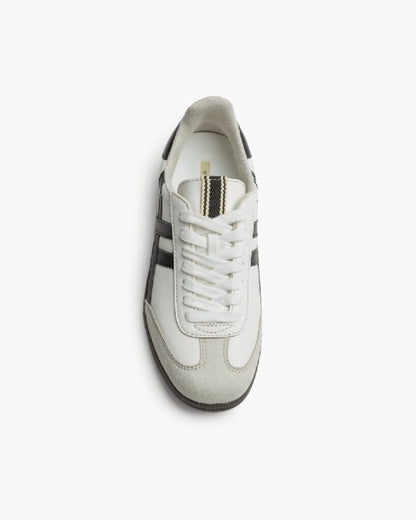 White Leather Sneaker with Black Stripes Classic