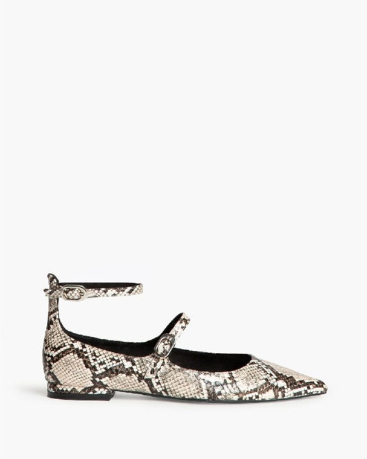 Snake Print Textured Mary Jane Flats