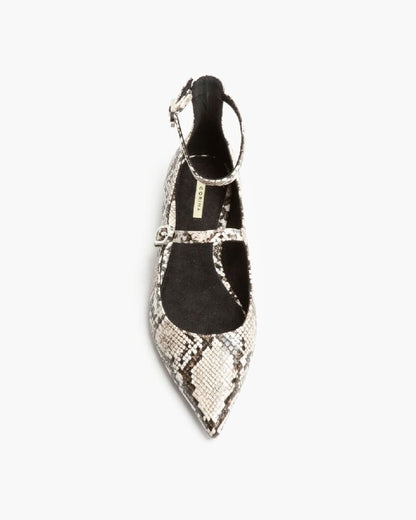 Snake Print Textured Mary Jane Flats