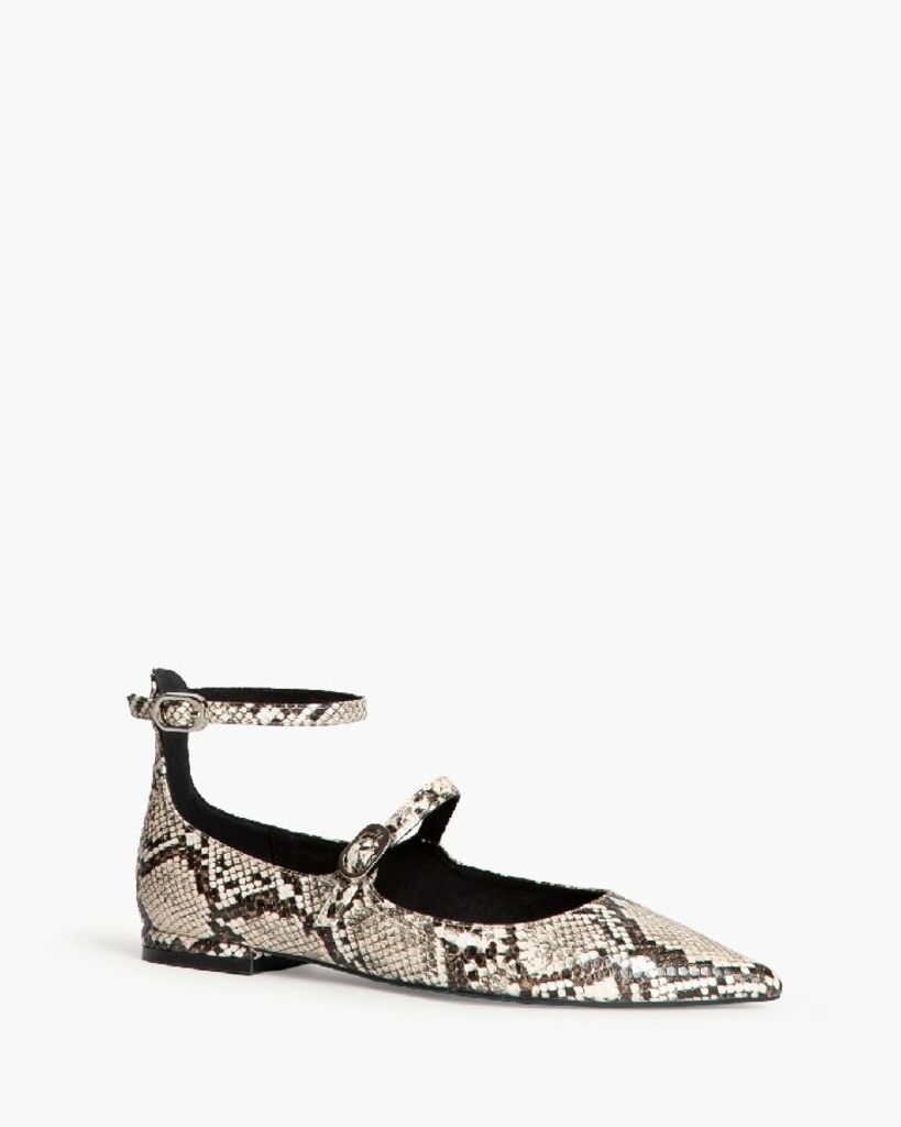 Snake Print Textured Mary Jane Flats