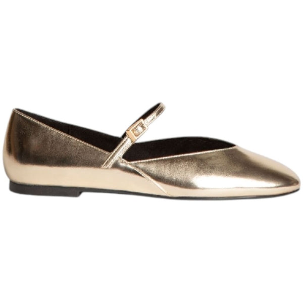 Gold Metallic Mary Jane Flats with Strap