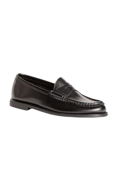 Black Leather Loafers with Classic Stitch Detail