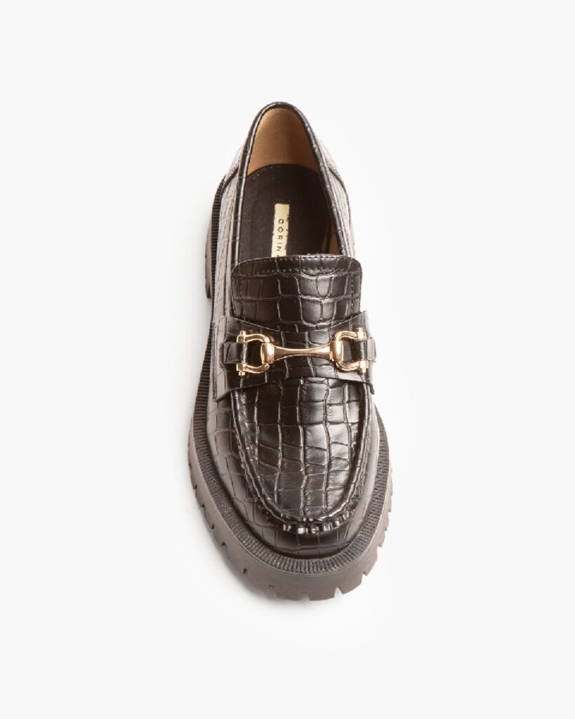 Black Croc-Embossed Loafers with Chunky Sole