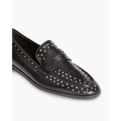 Black Studded Loafers with Sleek Detailing