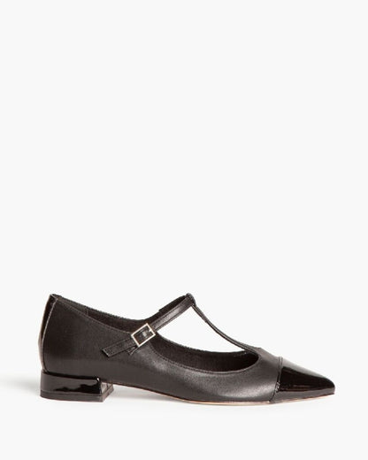 Black Patent T-Strap Ballerina Flats