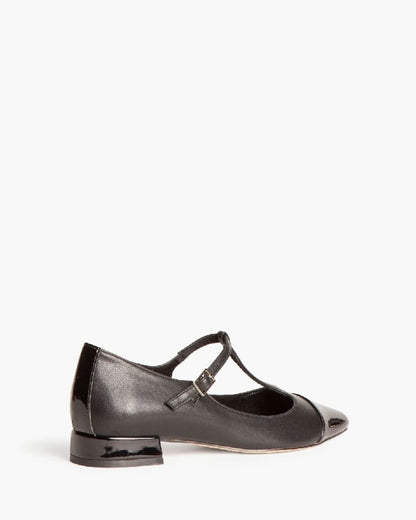 Black Patent T-Strap Ballerina Flats