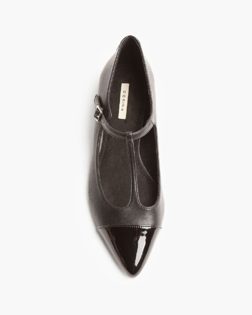 Black Patent T-Strap Ballerina Flats