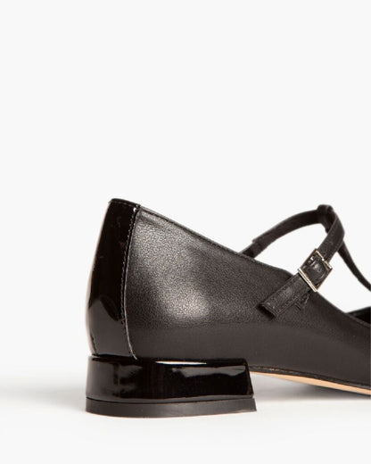 Black Patent T-Strap Ballerina Flats