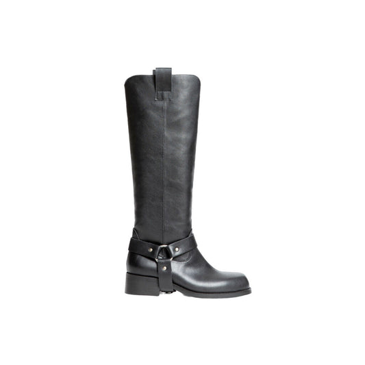 Black Harness Tall Boot with Statement Strap