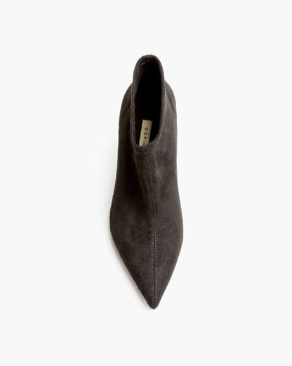 Black Suede Ankle Boots with Curved Heel