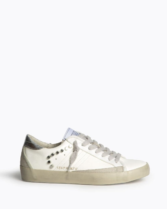 White Canvas Sneakers with Metallic Accents