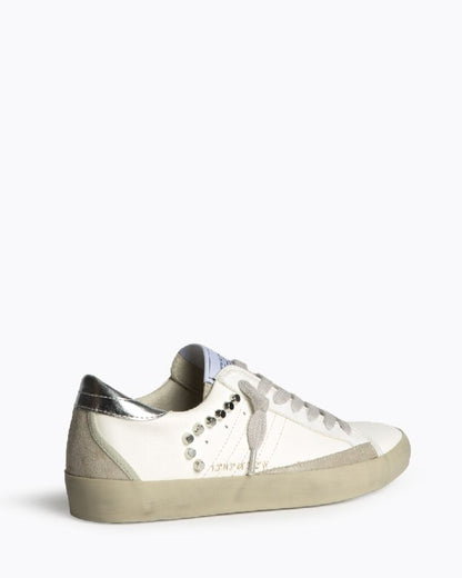 White Canvas Sneakers with Metallic Accents