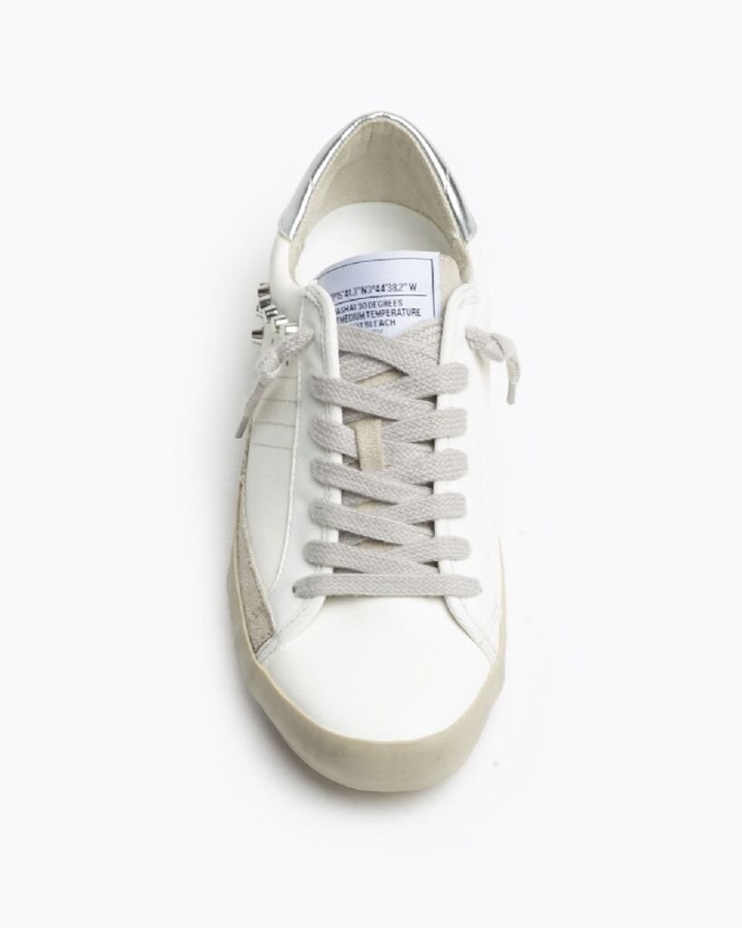 White Canvas Sneakers with Metallic Accents