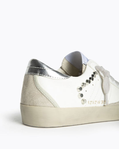 White Canvas Sneakers with Metallic Accents