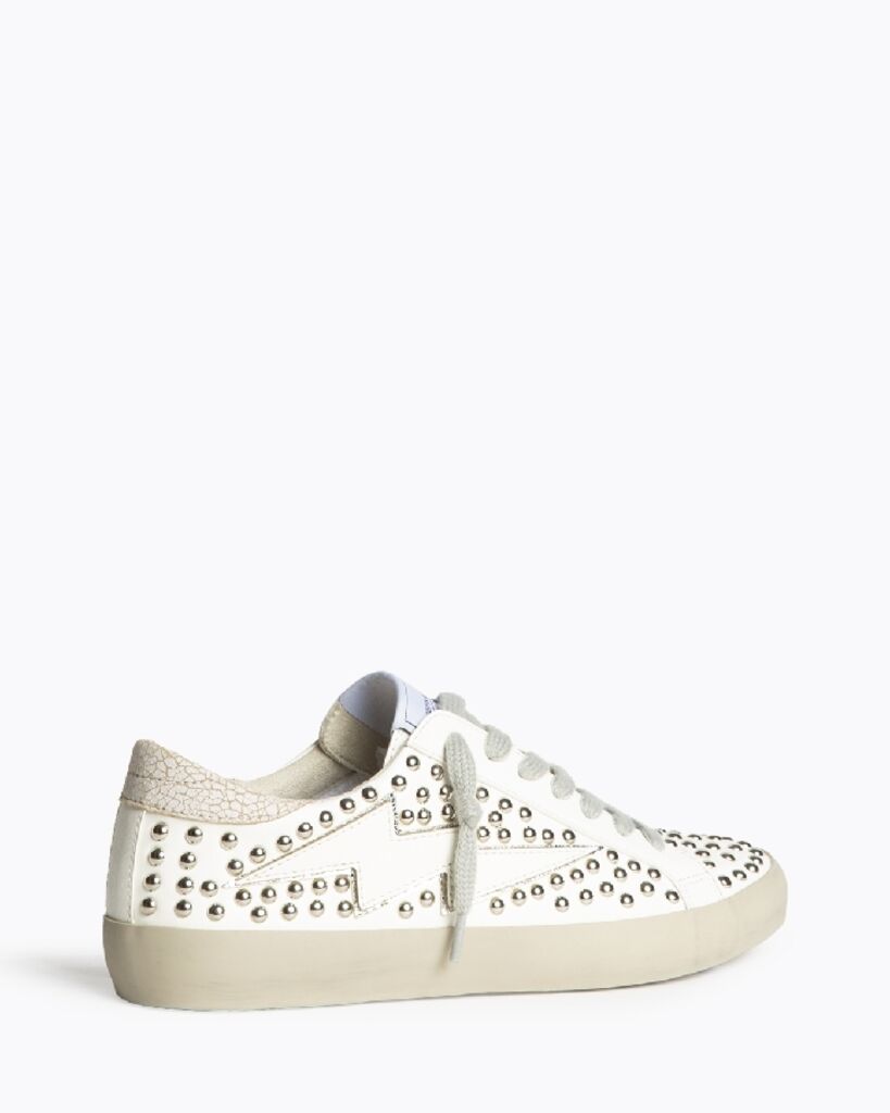 White Studded Sneakers with Lightning Detail