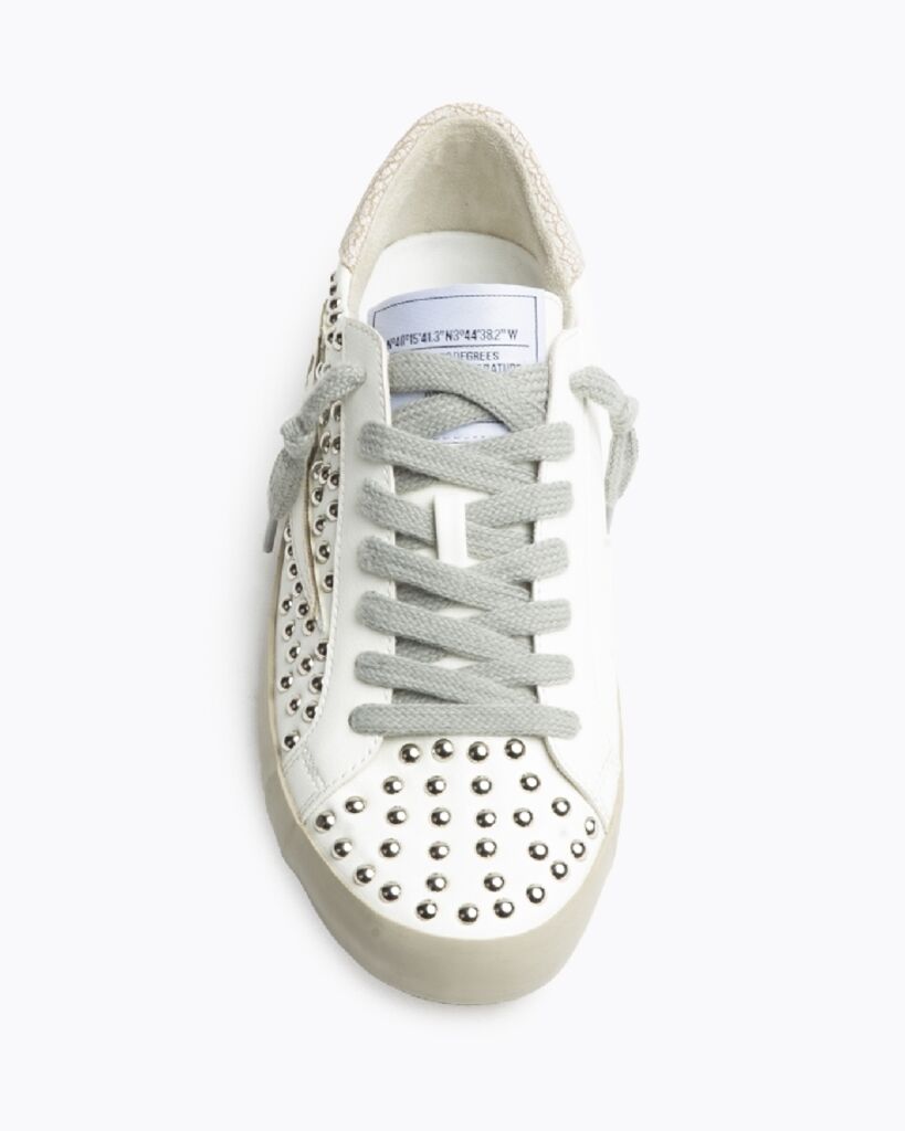 White Studded Sneakers with Lightning Detail