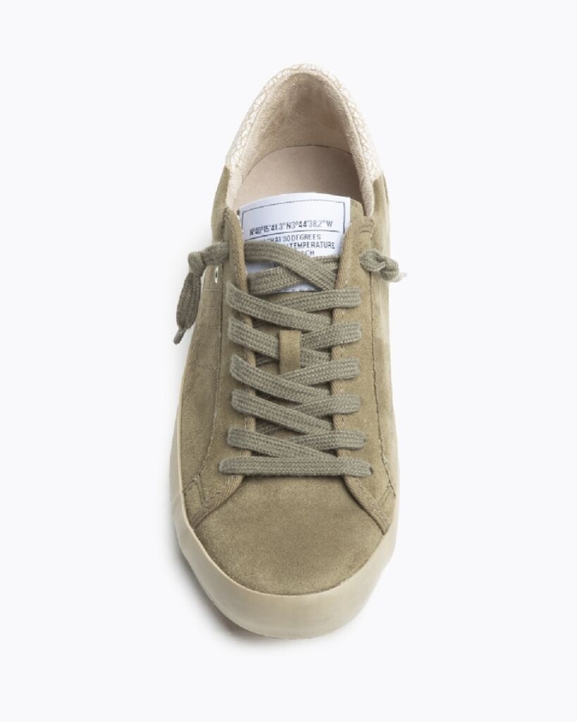 Olive Suede Casual Sneakers with Textured Detail